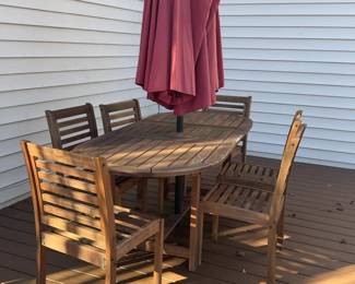 Outdoor Wood Folding Dining Table with Chairs