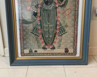 Framed Embellished Shrinathji Hindu Deity Art Print