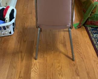 Vintage Chrome High-Back Dining Chair with Pink Vinyl Upholstery