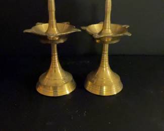 Pair of Traditional Brass Oil Lamps (Diya)