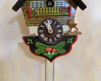 Vintage German Chalet Style Mini Cuckoo Clock with Deer
