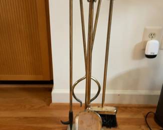 Brass Fireplace Tool Set with Stand