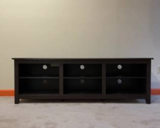 Dark Wood TV Stand with 6-Cubby Storage & Cable Management