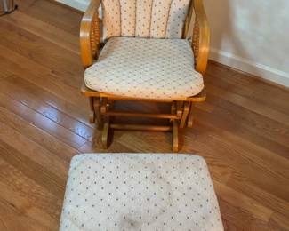 Wooden Glider Rocking Chair with Matching Ottoman