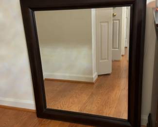 Dark Wood Framed Rectangular Wall Mirror
