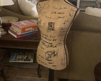 Burlap Mannequin Dress Form, French Handwriting