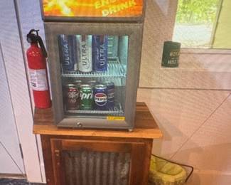 Mini fridge with storage cupboard 