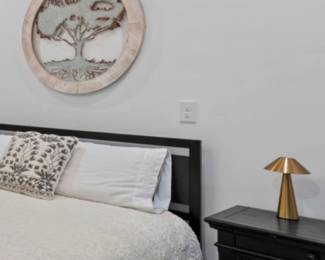 Queen bedroom set with dresser and nightstand. Nightstand has built in charging ports. $500.