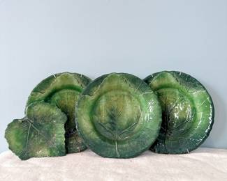 Foglia Fresca by Vietri (Italy) Discontinued Footed Bread and Butter Plate. VIETRI Foglia Stone Green Salad Plate Set of 3