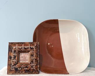 Vietri brown and white plate