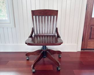 Ballard Designs Wooden Desk Rolling Chair 