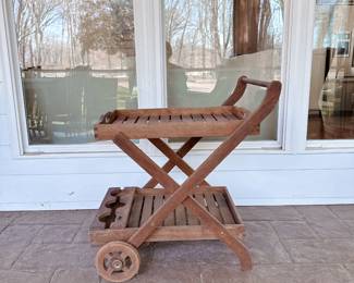 Vintage Two-Tier Teak Bar Cart