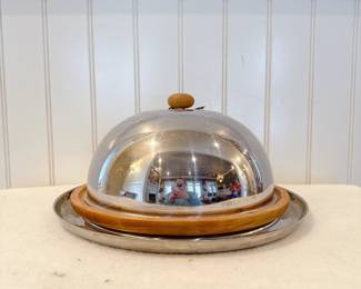 bonomi lani silver plated and wooden food dome cloche