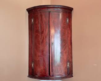 Antique English Corner Wall Cabinet
