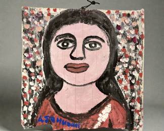 ANDERSON JOHNSON (American, 1915-1998) Folk Art Painting of a Woman
