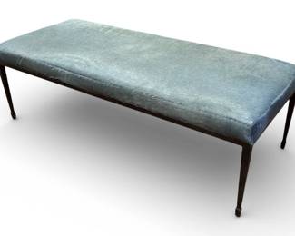 Modernist CRATE AND BARREL Blue Hyde Upholstery Bench
