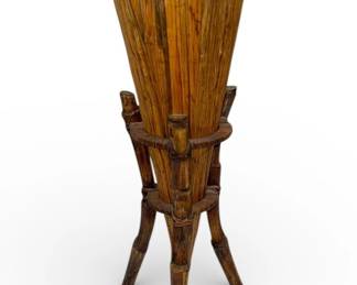 Large Bamboo Rattan Plant Stand
