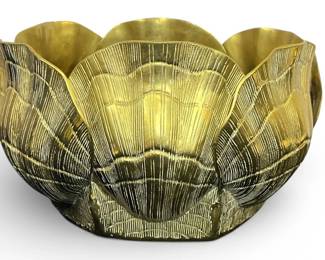 Italian Brass Seashell Cachepot Jardiniere Planter
