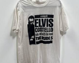 Vintage 1980's ELVIS COSTELLO & THE RUDE 5 Tour T-Shirt
