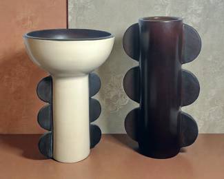 Two Modernist Scalloped Vases, DIEGO OLIVERO
