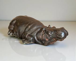 Large Bronze Hippopotamus Sculpture
