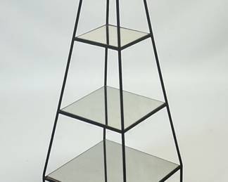 Vintage Iron Mirrored Pyramid Etagere
