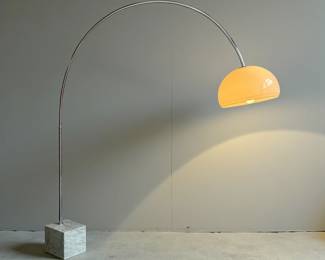 Italian Mid Century Chrome & Marble Arc Lamp
