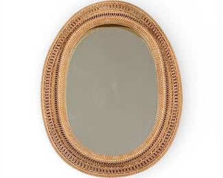 Boho Mid Century Oval Rattan Wall Mirror
