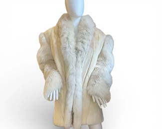 Vintage Mid Length Silver Fox Fur Coat

