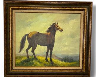 A Mid Century Horse/Stallion Oil Painting
