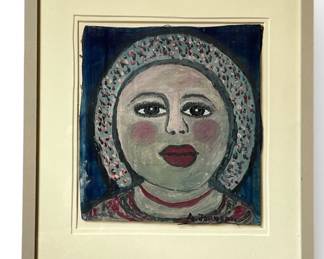 ANDERSON JOHNSON (American, 1915-1998) Folk Art Painting of a Woman
