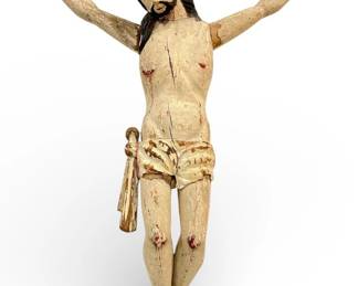 Carved Wood Folk Art Jesus Sculpture

