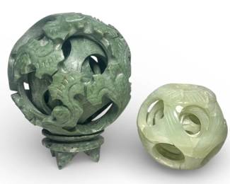 A Pair of Chinese Jade Puzzle Balls

