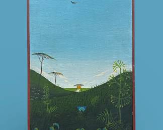 Signed T. CALLAHAN Haitian Folk Art Painting
