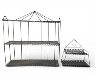 Two Mid Century Atomic Wall Shelves
