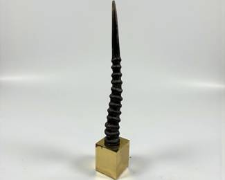 Faux Gemsbok Horn Sculpture on Base
