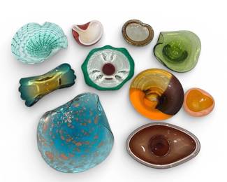 Large Collection MURANO Art Glass Candy Dishes. Ashtrays, and Bowls
