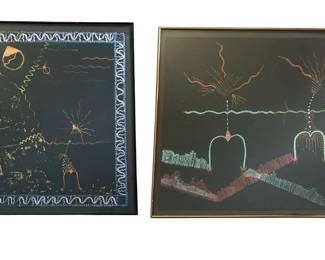 Two Oil Pastel Drawings by ANNIE MEIGS
