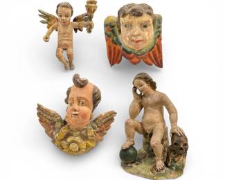 Collection Mexican Folk Art Cherub, Woman Sculptures
