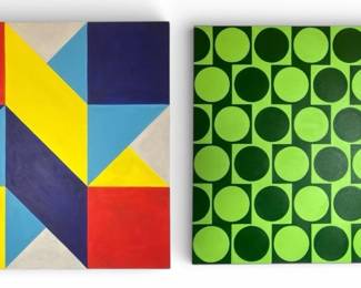 TIM RAY FISHER (American, b.1969) Op Art Acrylic Paintings (2)
