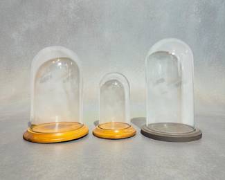 Three Vintage Glass Cloche Displays
