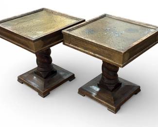 MAITLAND SMITH Style Pedestal Side Tables, Pair

