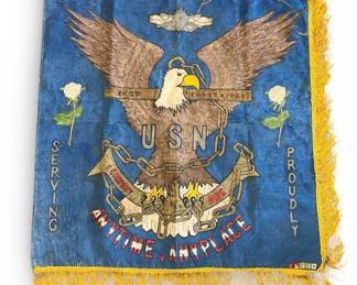 Rare U.S. Navy Company Flag, Eagle Anchor, Hand Painted
