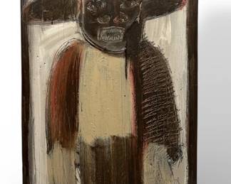 Black Americana Folk Art Painting on Board
