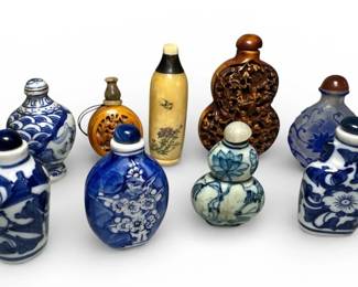 A Collection of 9 Snuff Bottles
