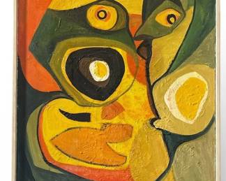 Abstract Mid Century Figural Oil Painting
