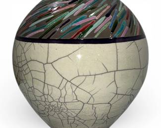 Substantial AMADIO SMITH Post Modern Raku Glaze Pottery Vessel
