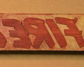 Folk Art Carved Relief FIRE Stamp
