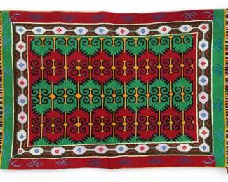 Vintage Small Folk Art Area Rug
