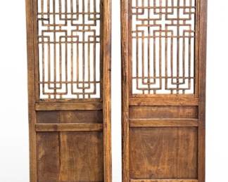 Set of Oriental Elmwood Door Panels
